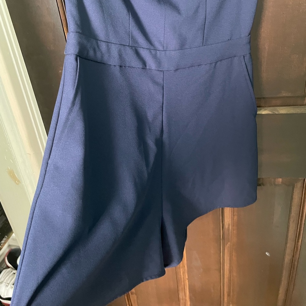 Blue Strapless Romper - Picture 2 of 4